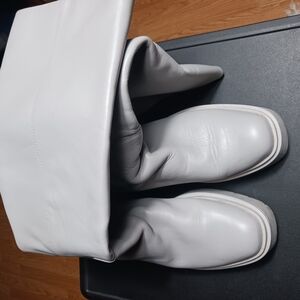 Men's White Leather Boots